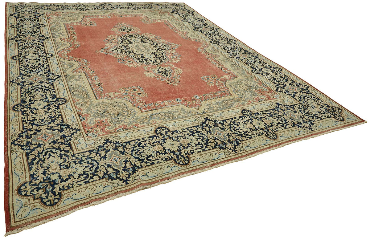 Rusvo Kırmızı Lacivert Vintage Madalyon El Dokuma Halı 299x403 cm – genel görünüm