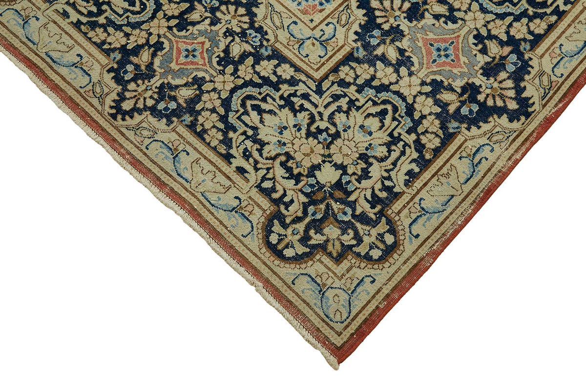 Rusvo Kırmızı Lacivert Vintage Madalyon El Dokuma Halı 299x403 cm – detay görünümü
