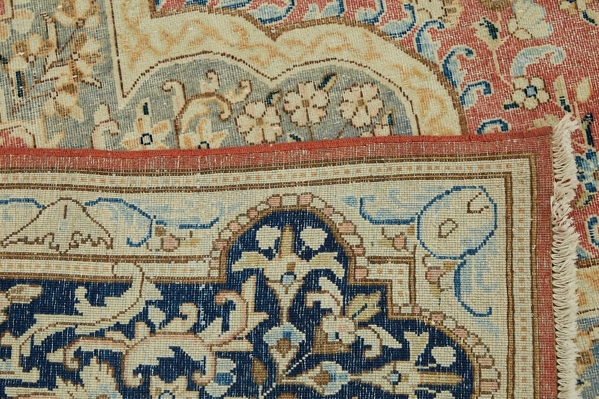 Rusvo Kırmızı Lacivert Vintage Madalyon El Dokuma Halı 299x403 cm – arka yüz görünümü