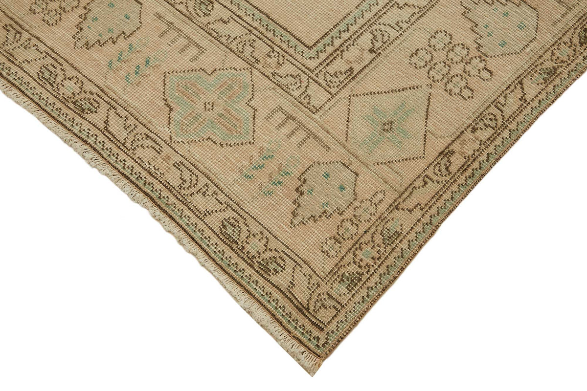 Rusvo Bej Yeşil Madalyon Desenli Klasik Yün El Dokuma Halı 290x385 cm – detay görünümü