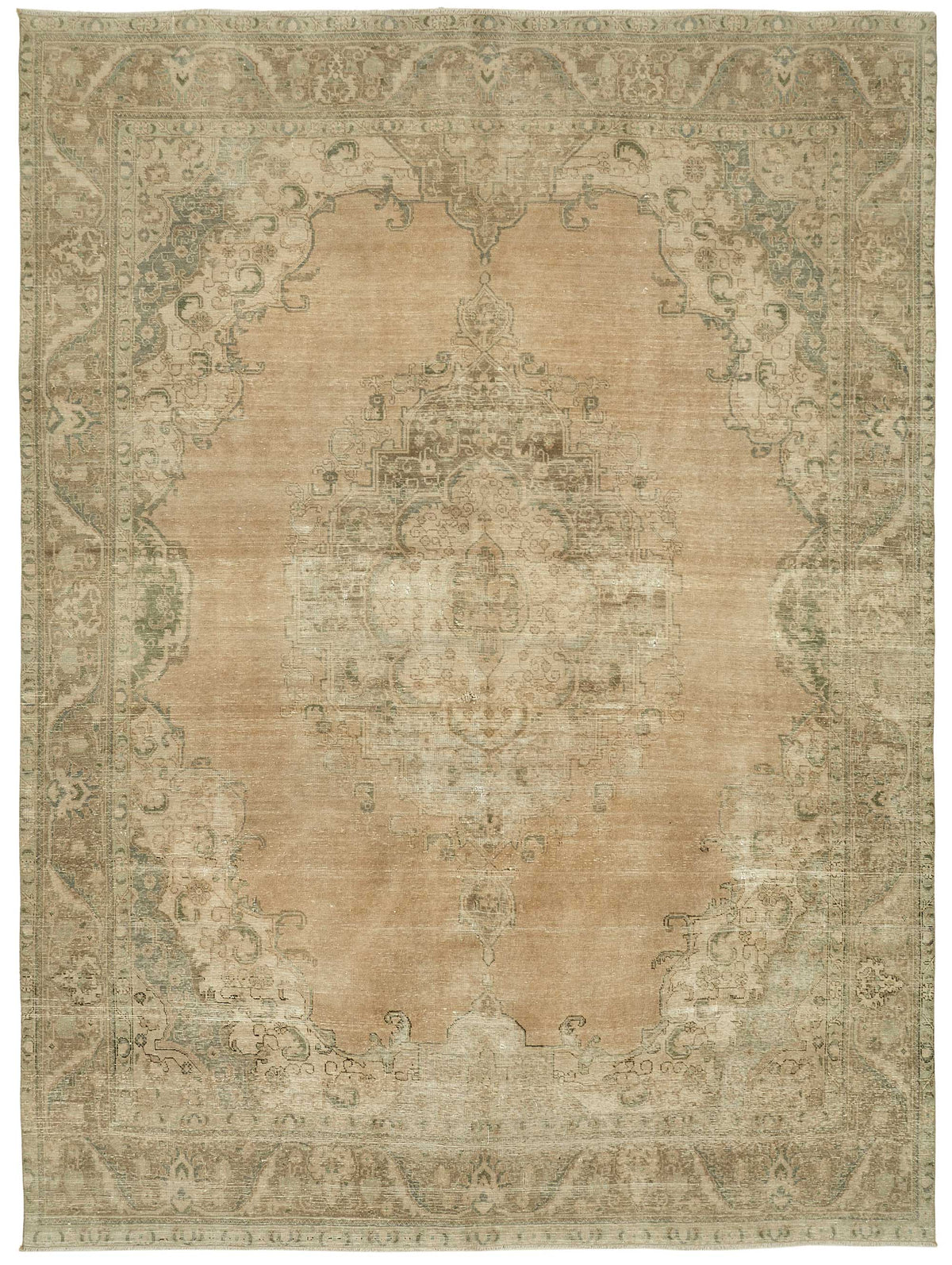 Rusvo Bej Kahverengi Madalyon Desenli El Dokuma Halı 294x386 cm