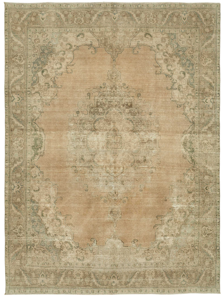 Rusvo Bej Kahverengi Madalyon Desenli El Dokuma Halı 294x386 cm