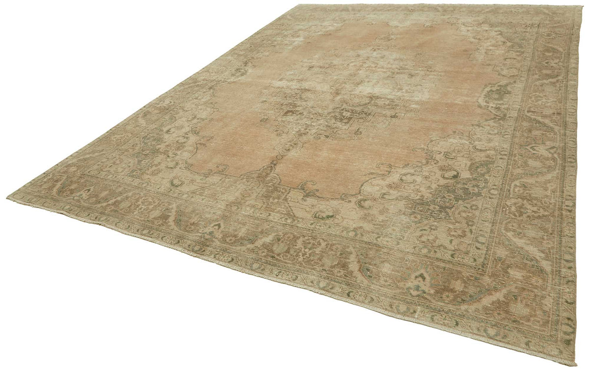 Rusvo Bej Kahverengi Madalyon Desenli El Dokuma Halı 294x386 cm – doku yakın çekim