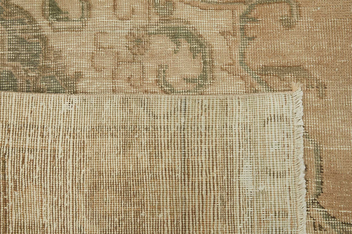Rusvo Bej Kahverengi Madalyon Desenli El Dokuma Halı 294x386 cm – arka yüz görünümü