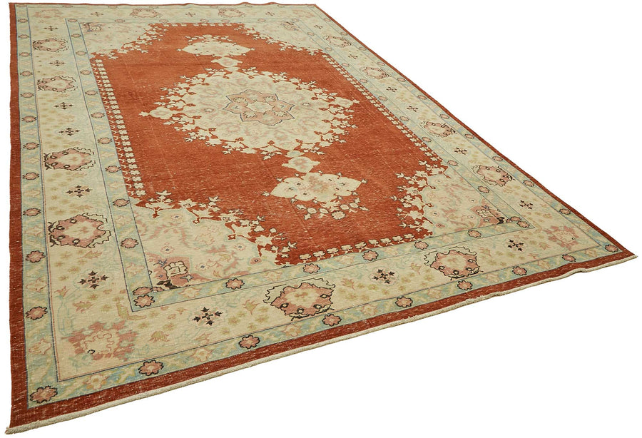 Rusvo Kırmızı Bej Madalyon Desenli Klasik El Dokuma Halı 264x383 cm – genel görünüm