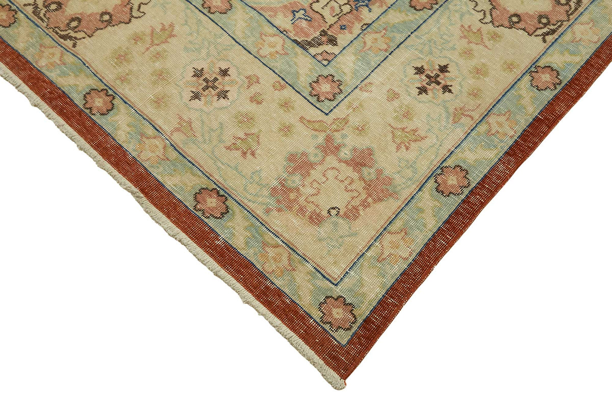 Rusvo Kırmızı Bej Madalyon Desenli Klasik El Dokuma Halı 264x383 cm – detay görünümü