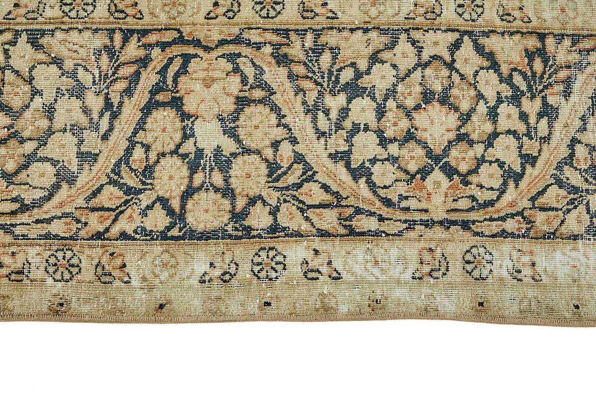 Rusvo Bej Lacivert Madalyon Desenli Yün El Dokuma Halı 262x347 cm – farklı açı