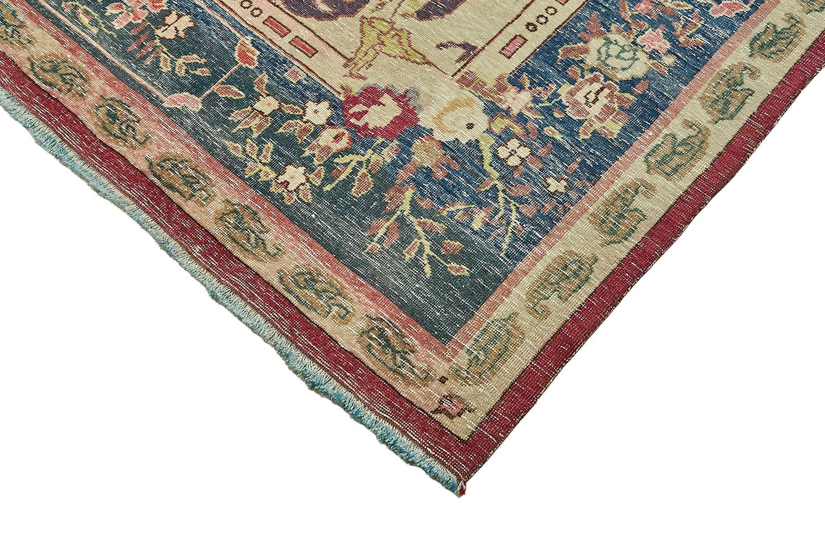 Rusvo Madalyon Desenli Bordo Lacivert Vintage El Dokuma Halı 250x340 cm – detay görünümü