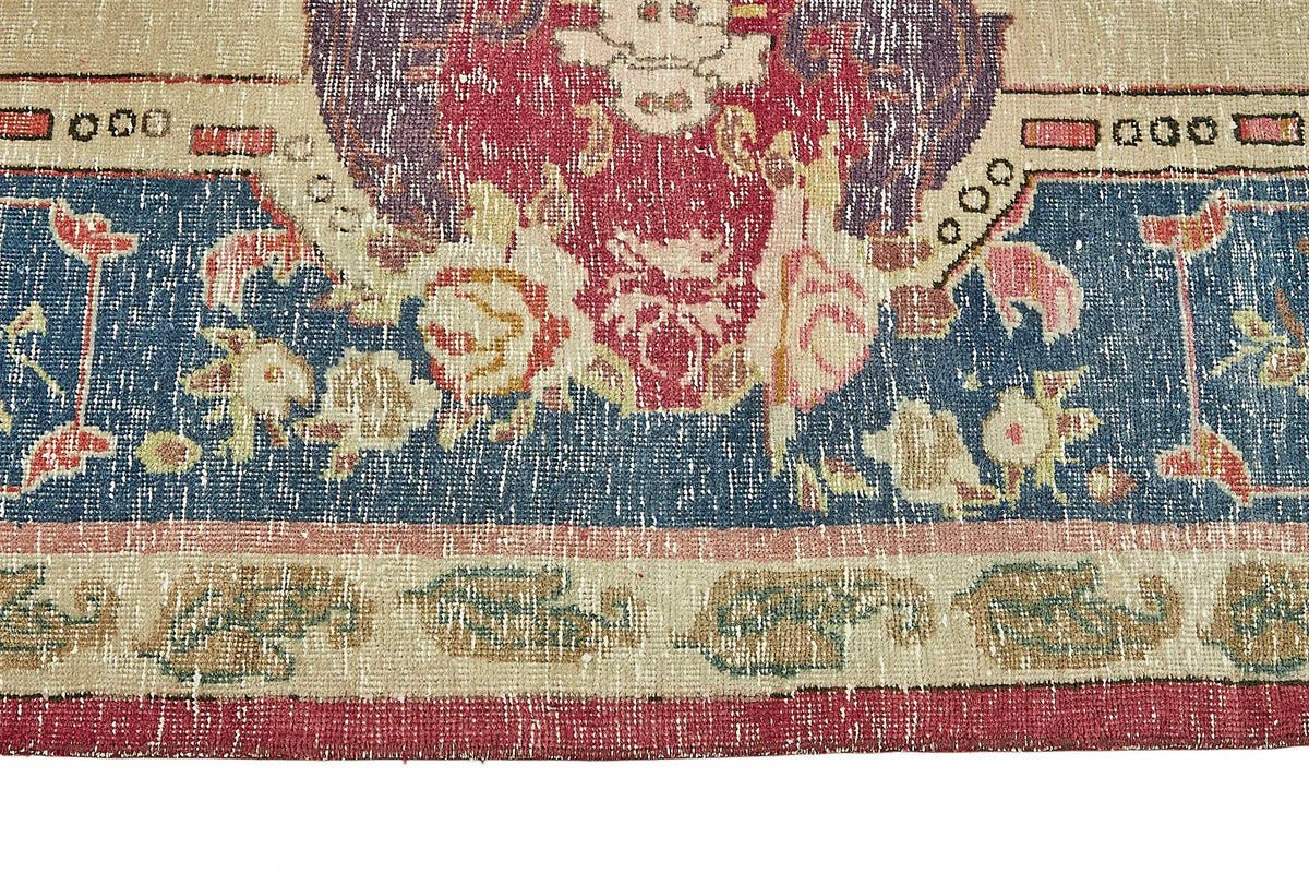 Rusvo Madalyon Desenli Bordo Lacivert Vintage El Dokuma Halı 250x340 cm – farklı açı