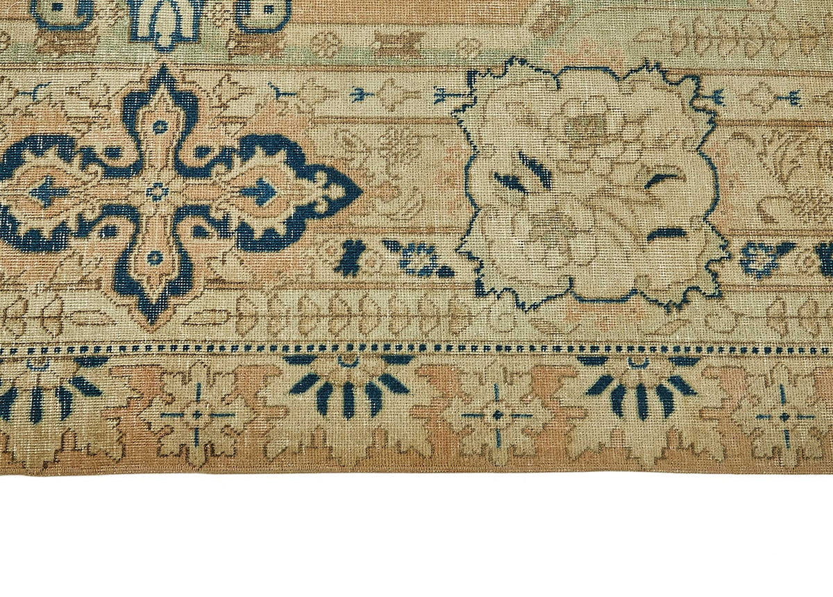 Rusvo Bej, Lacivert ve Turuncu Klasik Madalyonlu Halı 292x406 cm – farklı açı