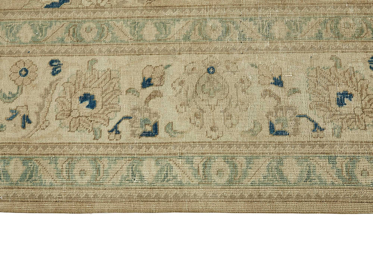 Rusvo Vintage Bej Lacivert Çiçekli El Dokuma Halı 300x388 cm 49463 – farklı açı