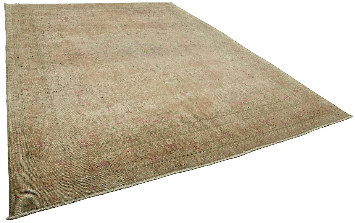 Rusvo Vintage Bej Pembe Madalyon Desenli El Dokuma Halı 292x393 cm – genel görünüm