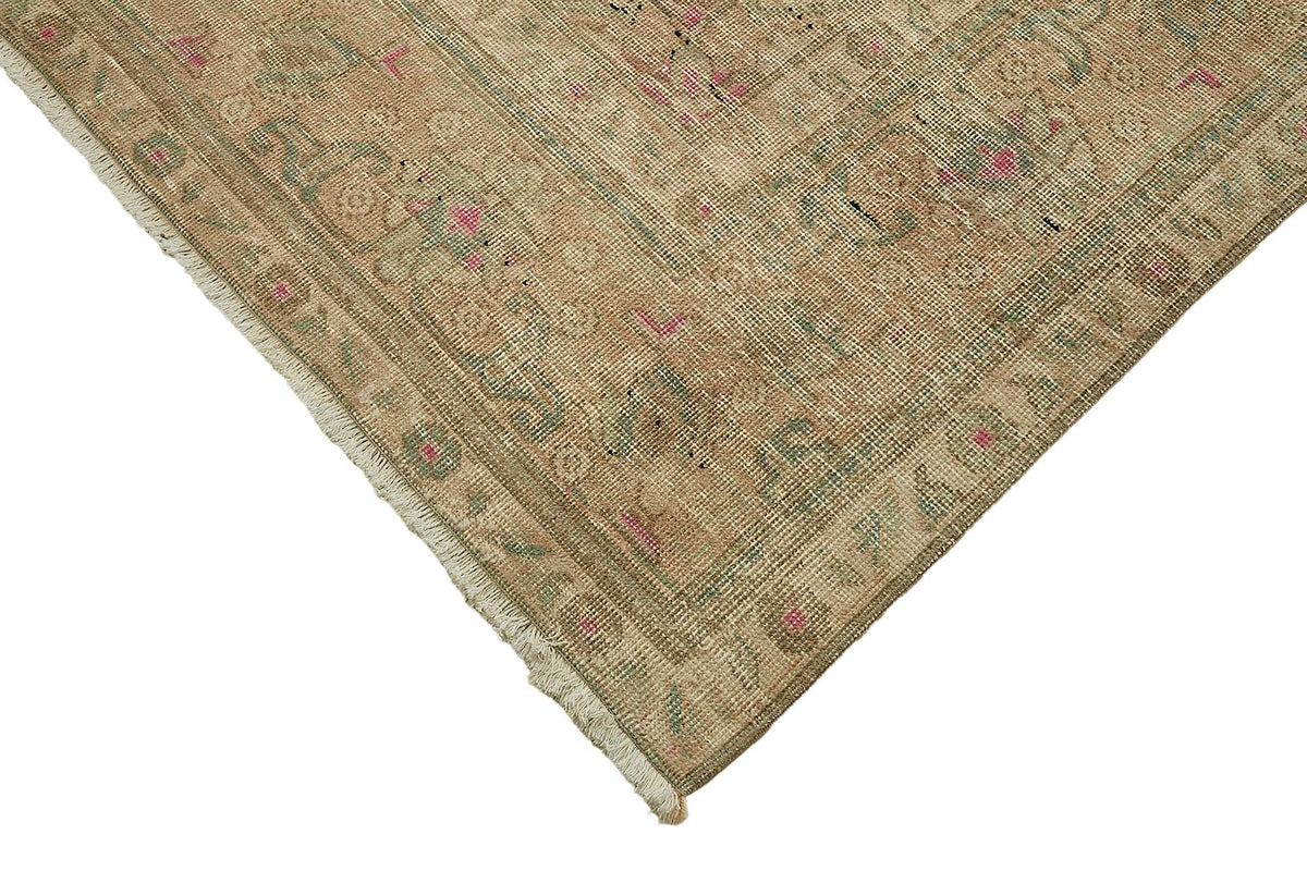 Rusvo Vintage Bej Pembe Madalyon Desenli El Dokuma Halı 292x393 cm – detay görünümü