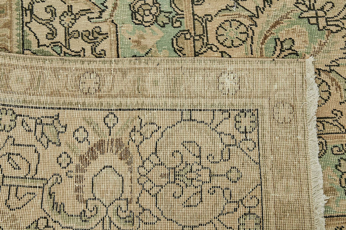 Rusvo Vintage Halı Bej Madalyon Göbekli El Dokuma 292x387 cm – arka yüz görünümü