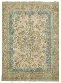 Rusvo Bej Madalyon Desenli Düz Bej Halı Yün Dokuma 293x380 cm