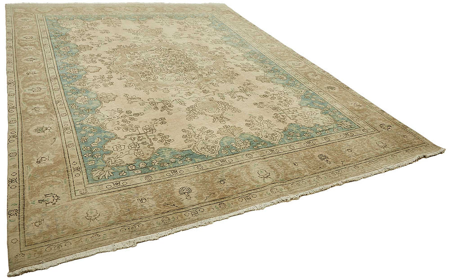 Rusvo Bej Madalyon Desenli Düz Bej Halı Yün Dokuma 293x380 cm – genel görünüm