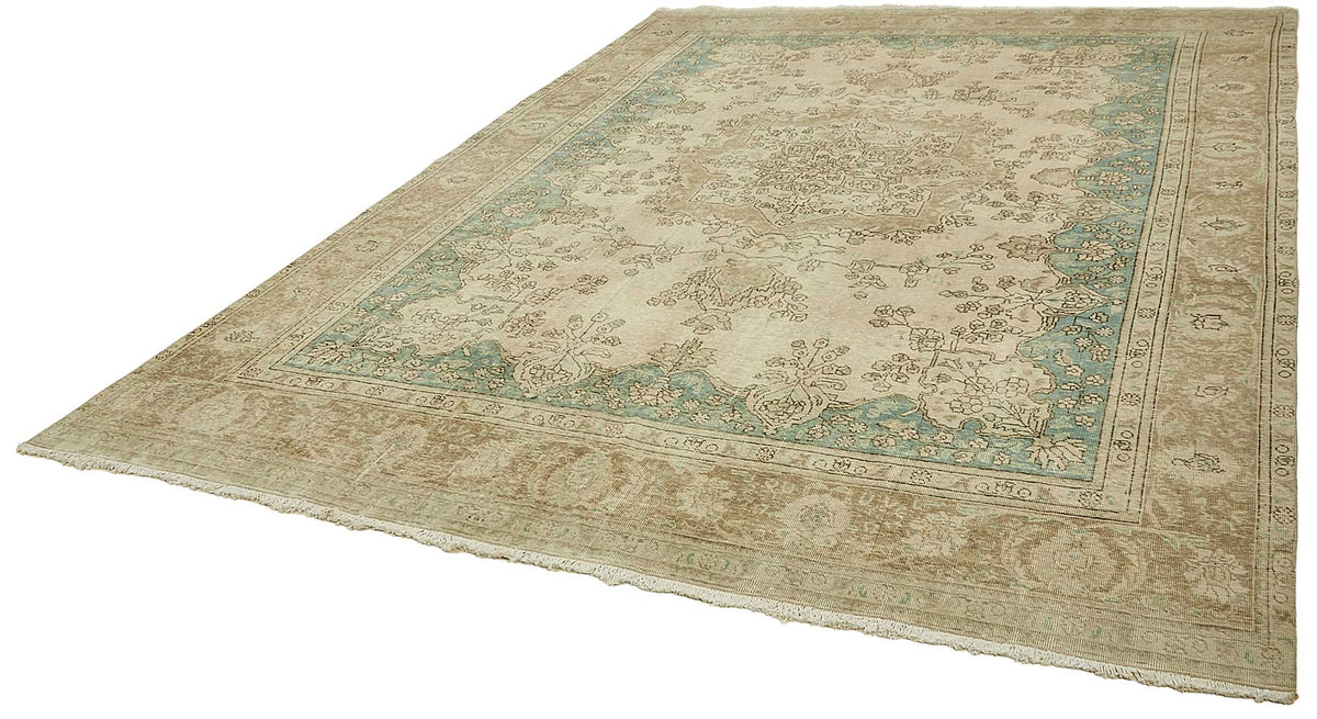 Rusvo Bej Madalyon Desenli Düz Bej Halı Yün Dokuma 293x380 cm – doku yakın çekim
