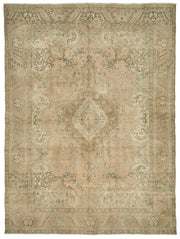 Rusvo Madalyon Desenli Vintage Eskitme Bej Halı 288x386 cm 49470