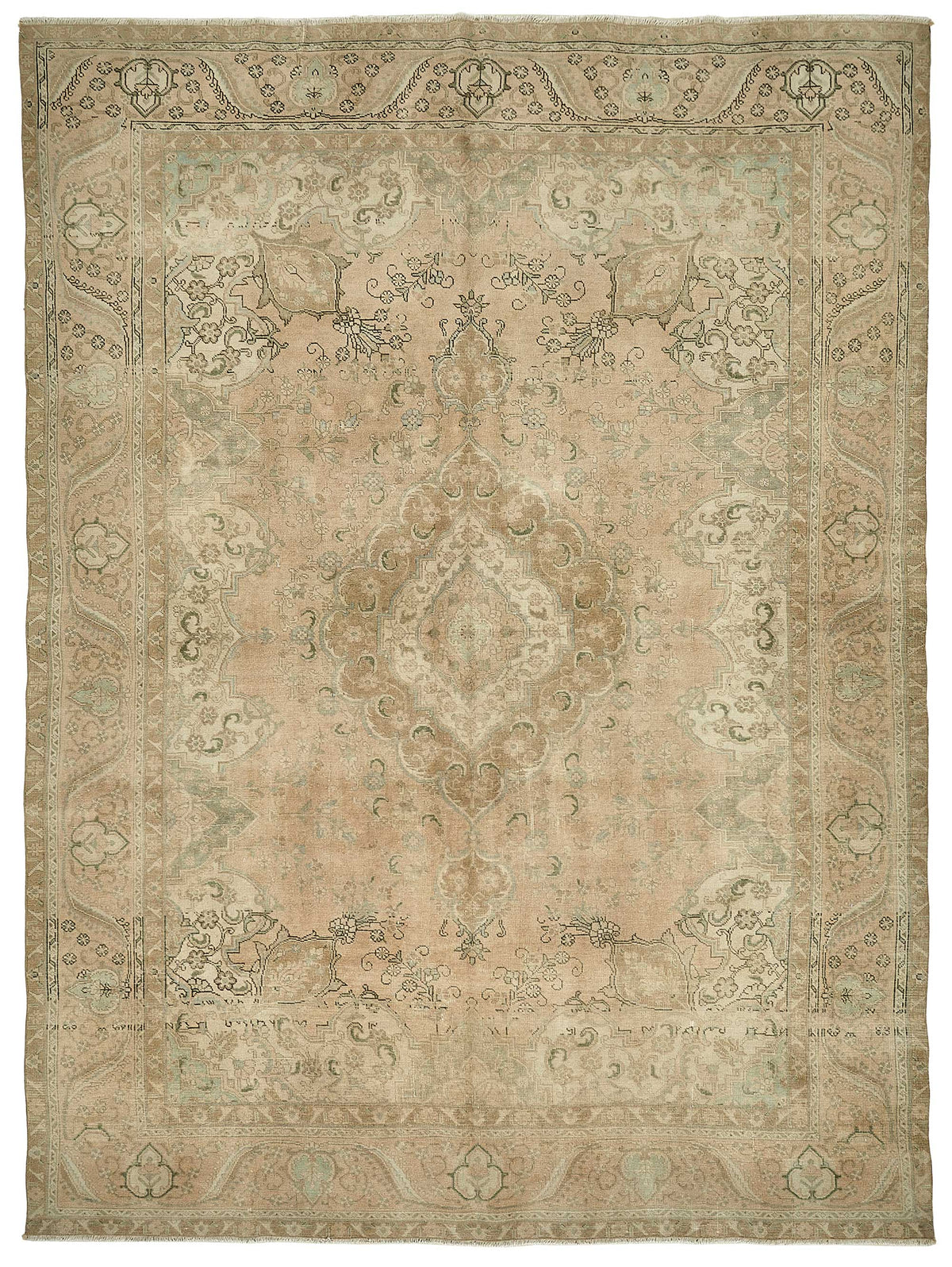 Rusvo Madalyon Desenli Vintage Eskitme Bej Halı 288x386 cm 49470