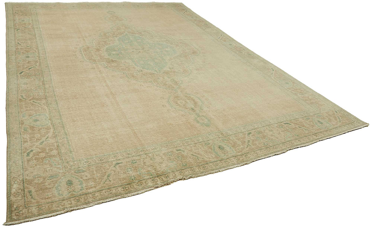 Rusvo Bej Turkuaz Madalyon Desenli Klasik El Dokuma Halı 274x385 cm – genel görünüm