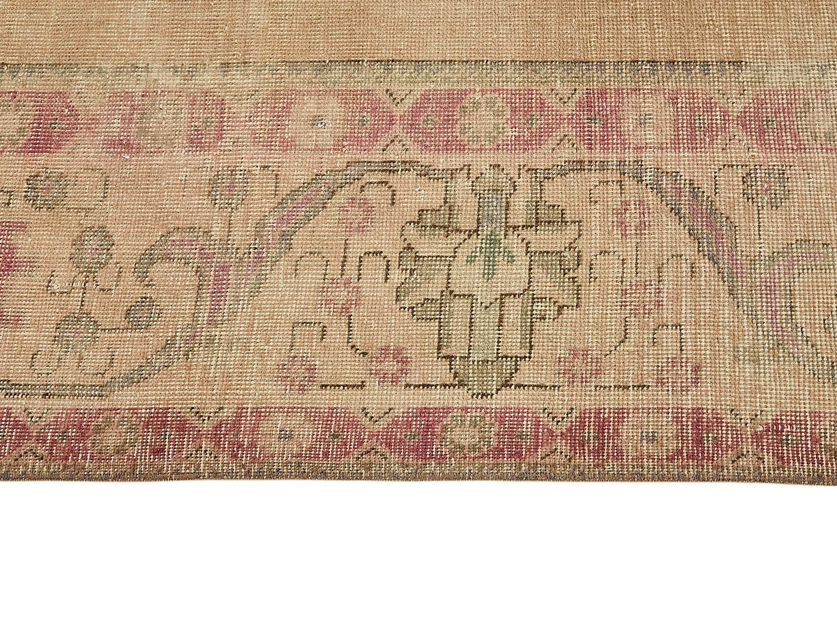 Rusvo Bej Pembe Madalyon Desenli Vintage El Dokuma Halı 287x386 cm – farklı açı