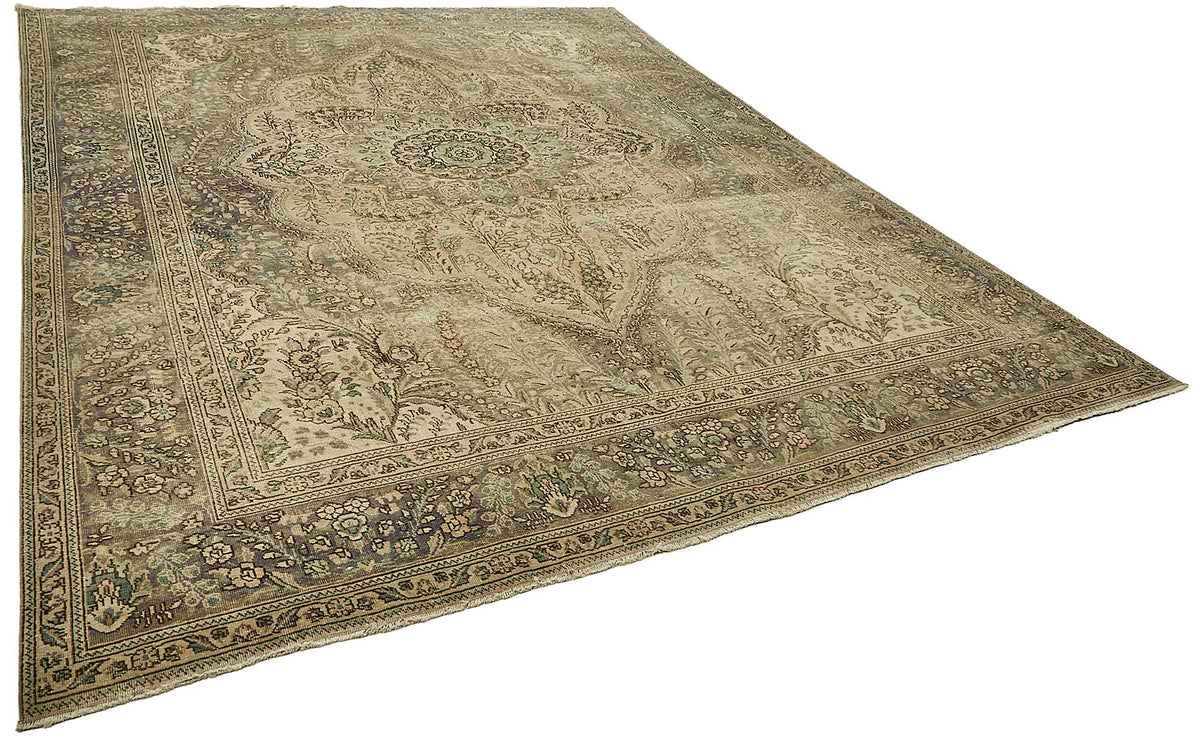 Rusvo Bej Gri Madalyon Desenli Klasik El Dokuma Halı 297x374 cm – genel görünüm