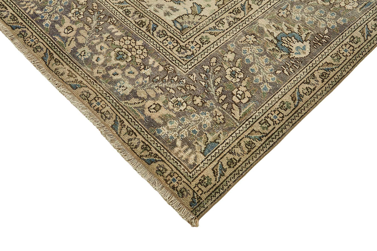 Rusvo Bej Gri Madalyon Desenli Klasik El Dokuma Halı 297x374 cm – detay görünümü