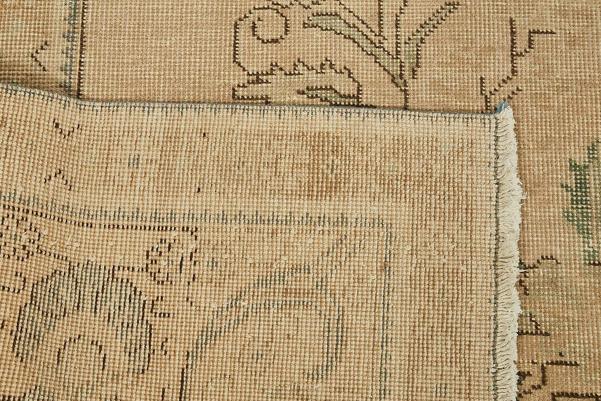 Rusvo Madalyon Desenli Bej Rengi Vintage El Dokuma Halı 300x390 cm 49475 – arka yüz görünümü