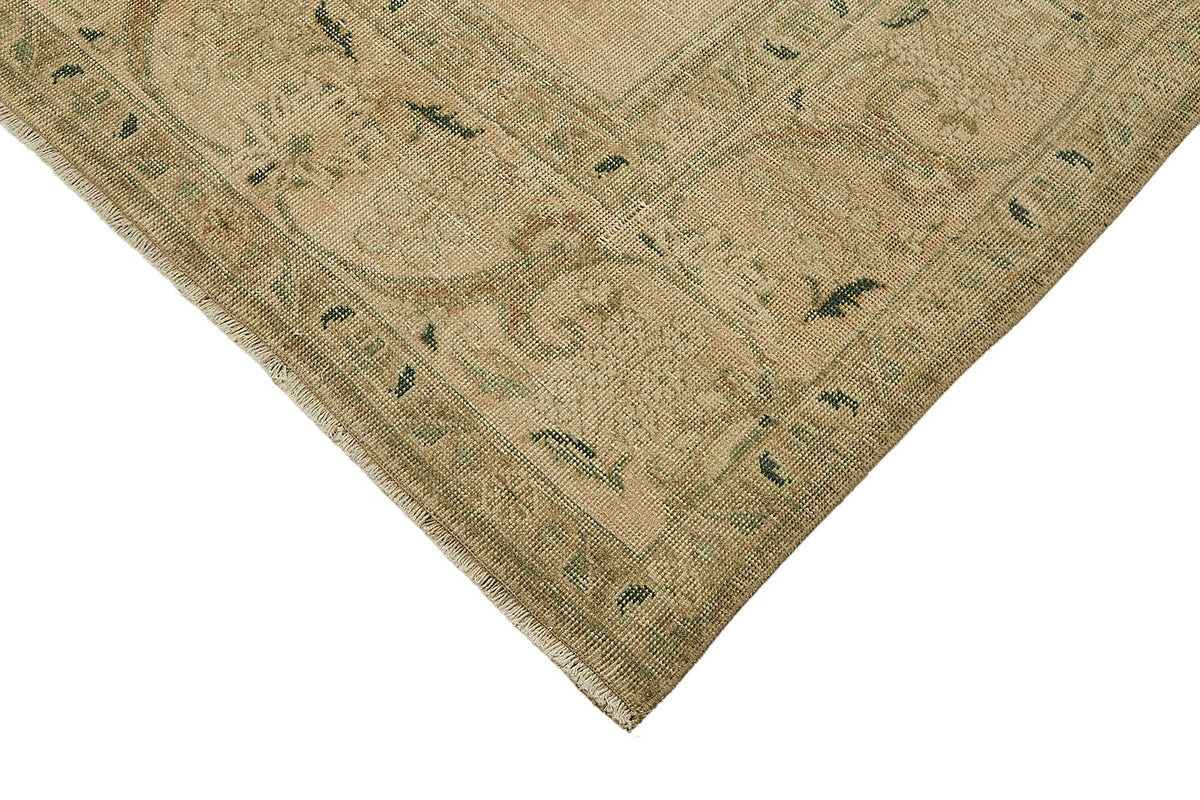 Rusvo Vintage Bej ve Yeşil Madalyon Desenli El Dokuma Halı 295x388 cm – detay görünümü