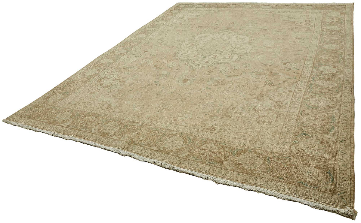 Rusvo Açık Kahverengi Vintage Halı Madalyon Göbekli 282x397 cm 49477 – doku yakın çekim