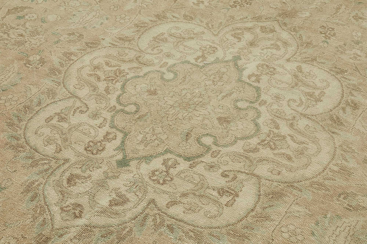 Rusvo Açık Kahverengi Vintage Halı Madalyon Göbekli 282x397 cm 49477 – mekânda kullanım