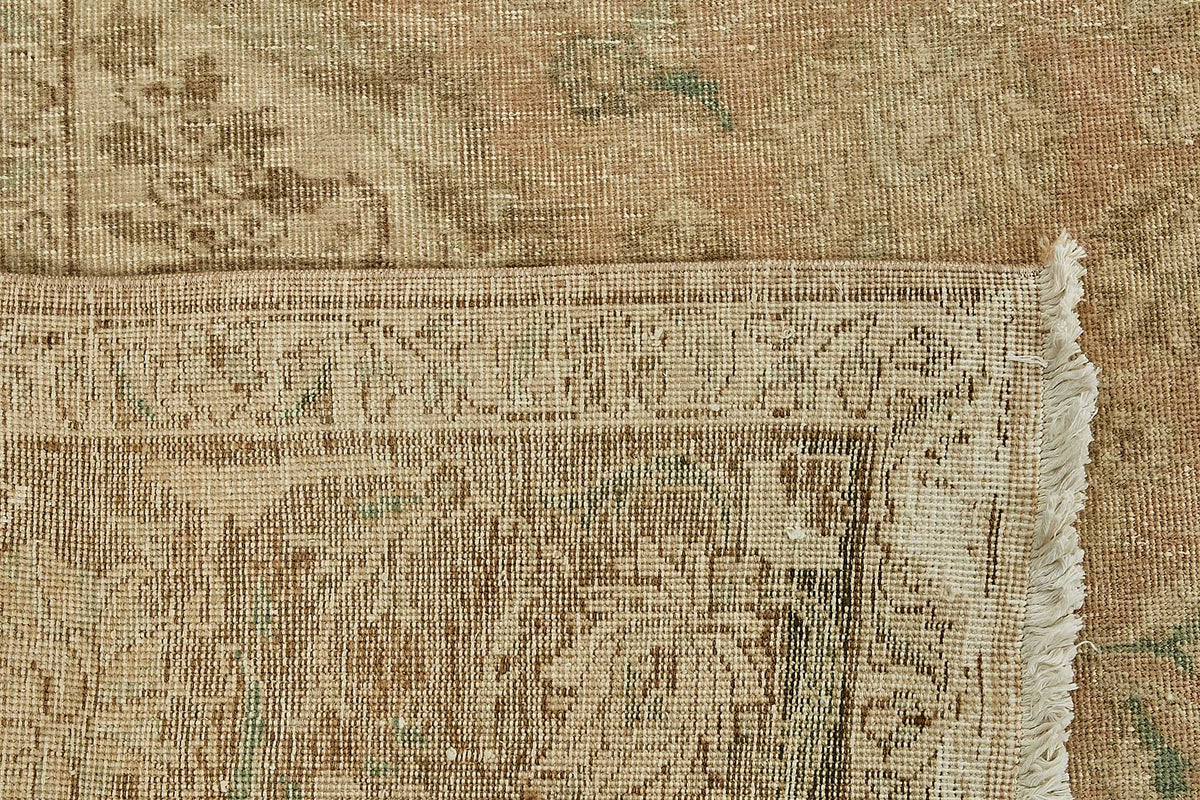 Rusvo Açık Kahverengi Vintage Halı Madalyon Göbekli 282x397 cm 49477 – arka yüz görünümü