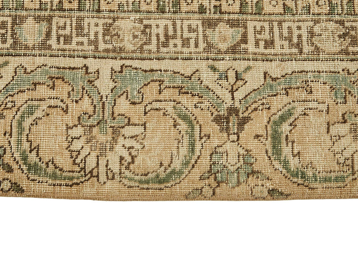 Rusvo Vintage Bej Rengi Yeşil ve Antrasit Madalyon Desenli El Dokuma Halı – farklı açı