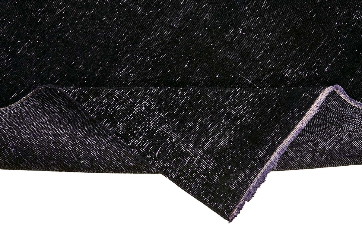 Zelko Siyah Gri Düz Renk Melanje Efektli El Dokuma Halı 281x342 cm – kenar detayı