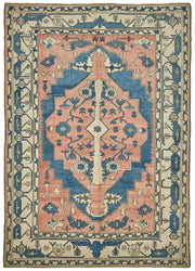 Kavale Vintage Pembe Mavi Geometrik Desenli El Dokuma Halı 230x320 cm