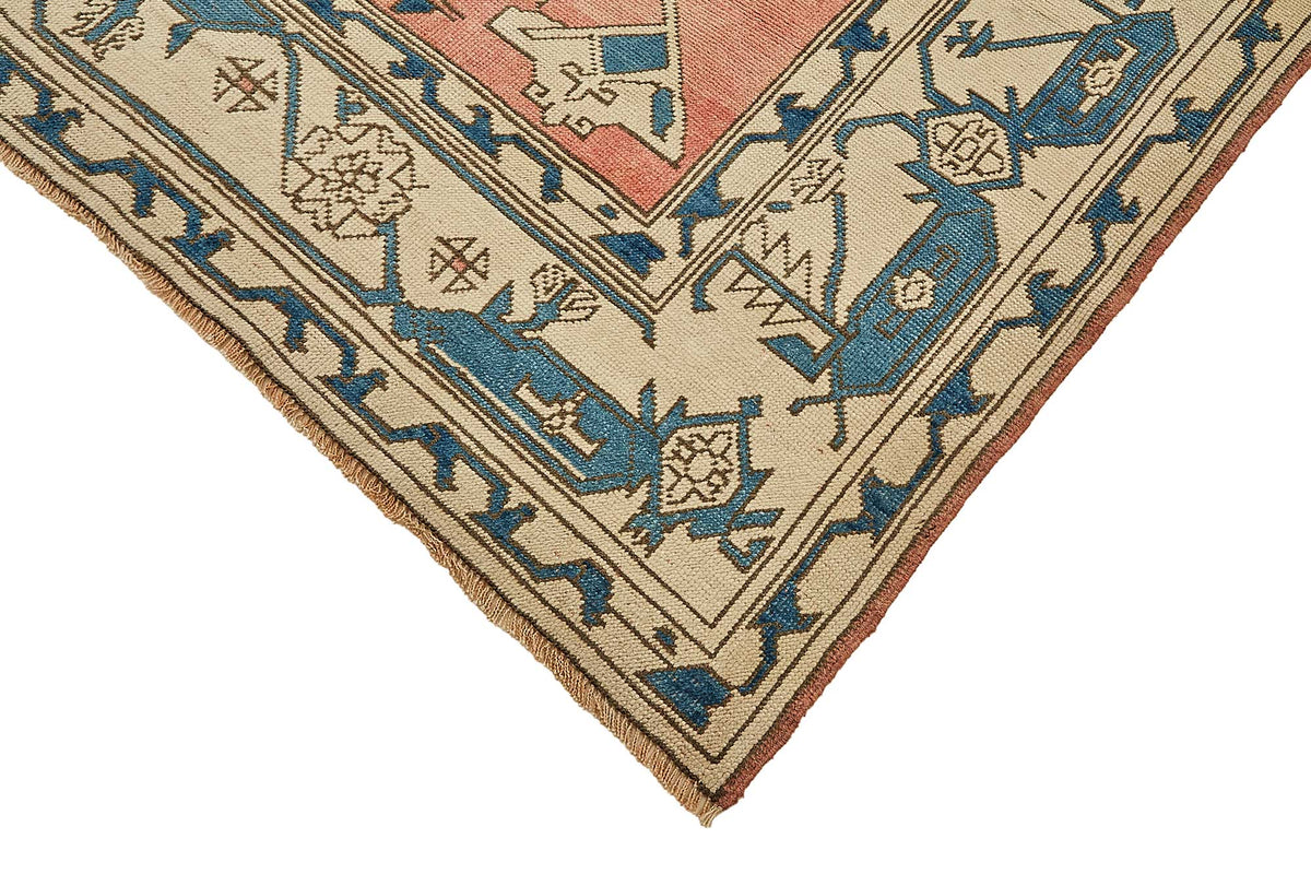 Kavale Vintage Pembe Mavi Geometrik Desenli El Dokuma Halı 230x320 cm – detay görünümü