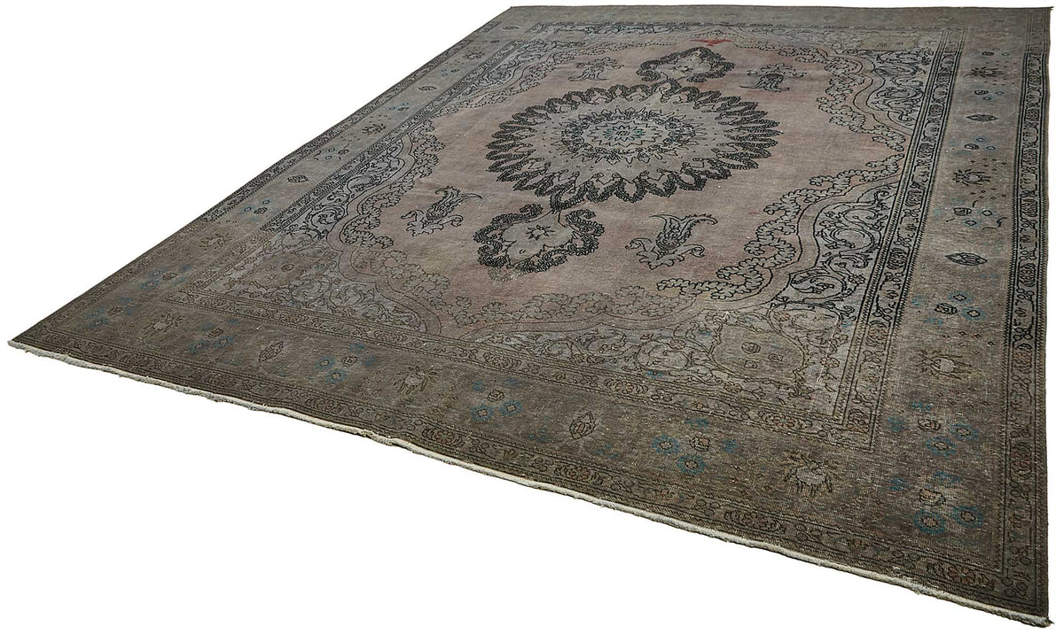 Zelko Toz Pembe Halı, Gümüş Zeminli ve Madalyon Desenli 239x392 cm – doku yakın çekim