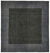 Zelko Antrasit Gri Geometrik Modern El Dokuma Halı 420x442 cm