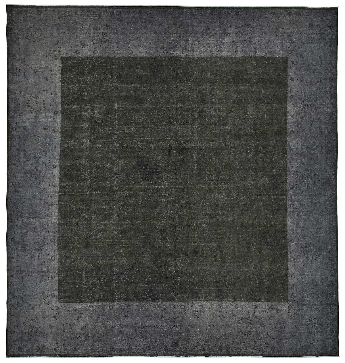 Zelko Antrasit Gri Geometrik Modern El Dokuma Halı 420x442 cm