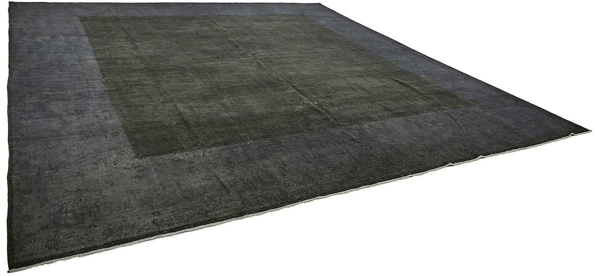Zelko Antrasit Gri Geometrik Modern El Dokuma Halı 420x442 cm – genel görünüm