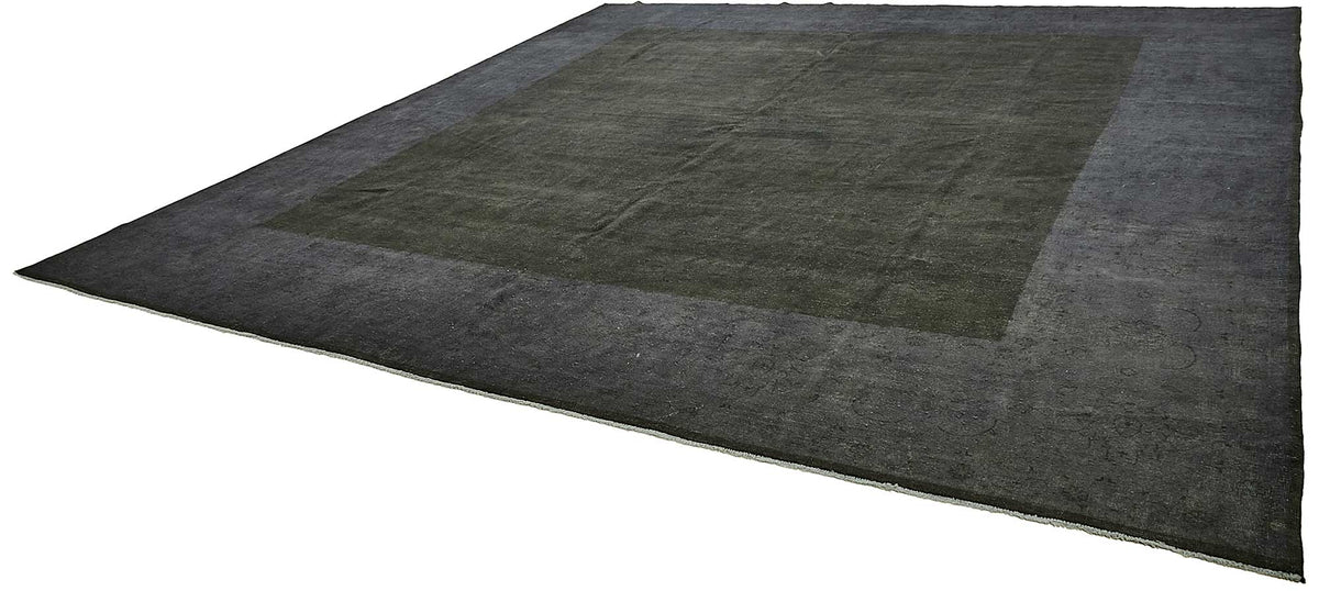 Zelko Antrasit Gri Geometrik Modern El Dokuma Halı 420x442 cm – doku yakın çekim