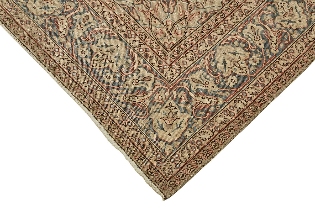Rusvo Bej Lacivert Madalyon Desenli Yün ve Pamuk Halı 205x303 cm – detay görünümü