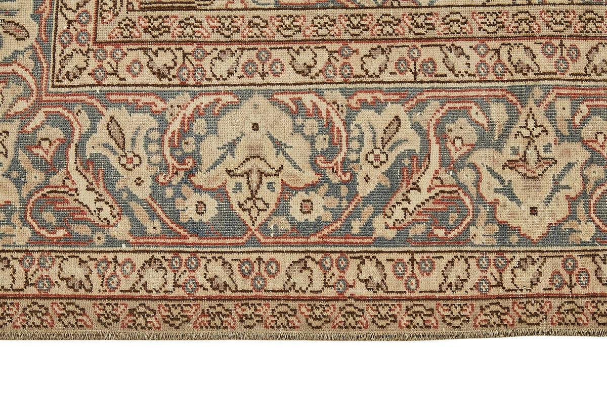 Rusvo Bej Lacivert Madalyon Desenli Yün ve Pamuk Halı 205x303 cm – farklı açı