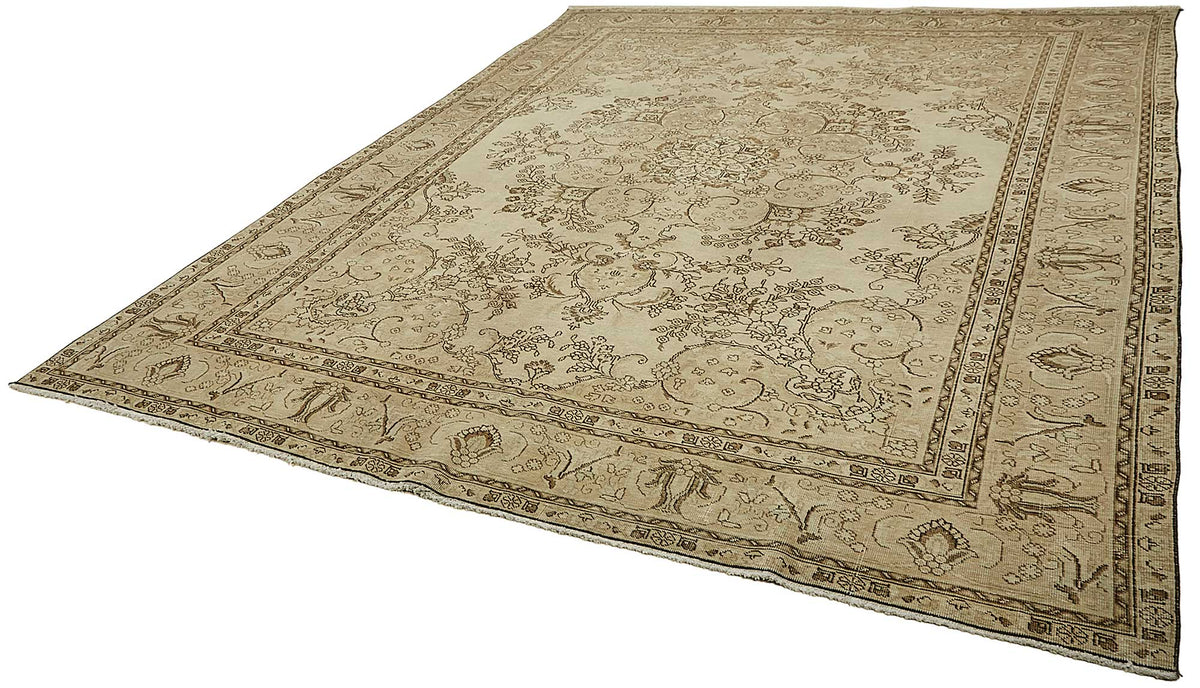 Rusvo Bej Kahverengi Madalyon Desenli Klasik El Dokuma Halı 291x385 cm – doku yakın çekim