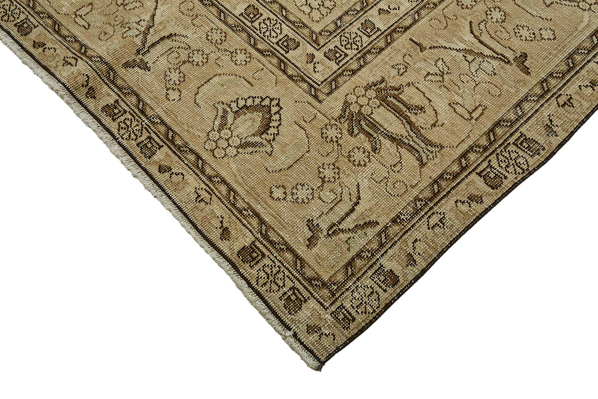 Rusvo Bej Kahverengi Madalyon Desenli Klasik El Dokuma Halı 291x385 cm – detay görünümü