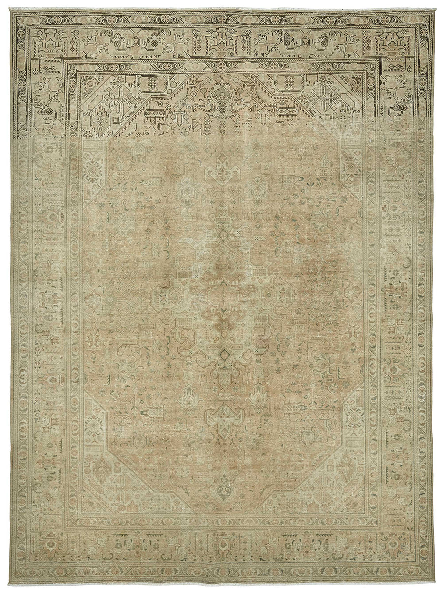 Rusvo Madalyon Desenli Bej Kahverengi Düz Dokuma Halı 253x335 cm