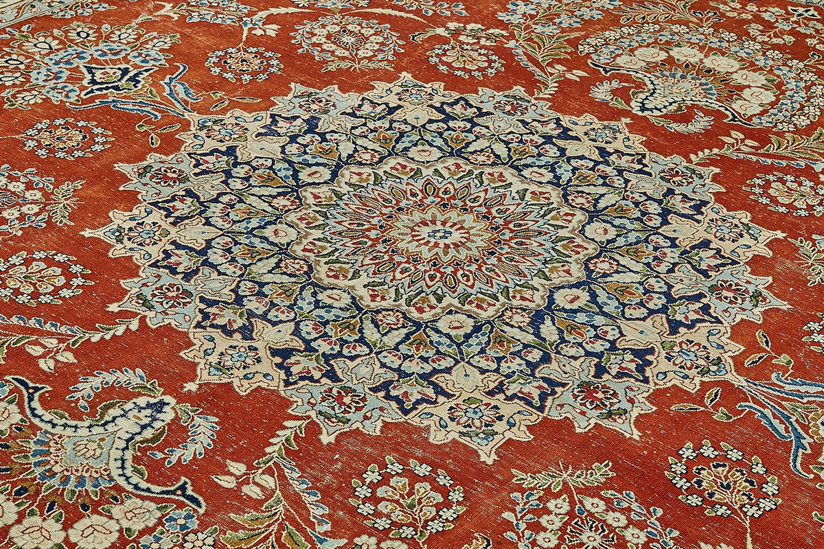 Rusvo Vintage Kırmızı Dokuma Madalyon Desenli Halı 312x396 cm 49698 – mekânda kullanım