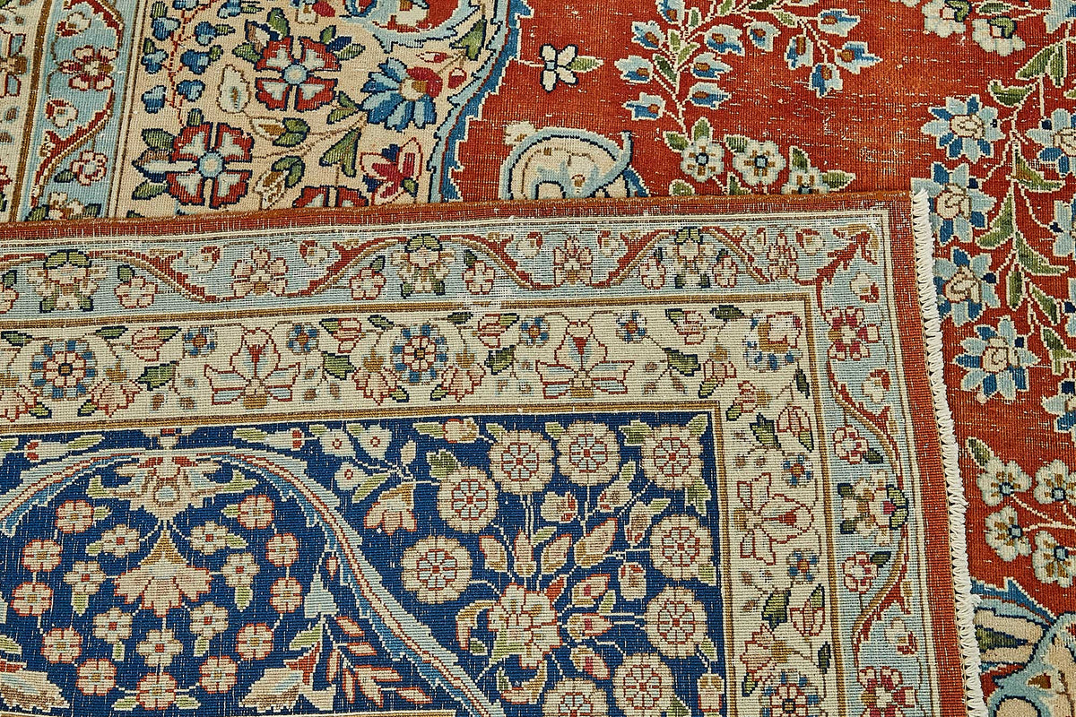 Rusvo Vintage Kırmızı Dokuma Madalyon Desenli Halı 312x396 cm 49698 – arka yüz görünümü