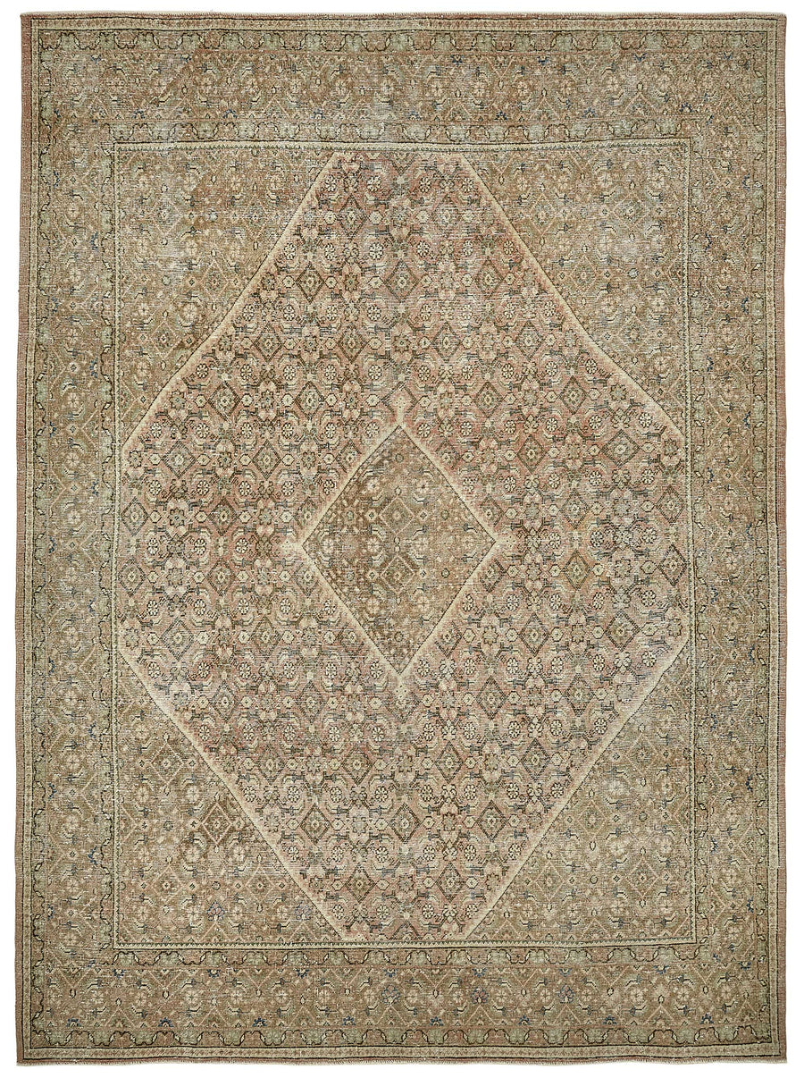 Rusvo Kahverengi Halı 6 m2 Bej Zeminli Geometrik Desenli 285x393 cm