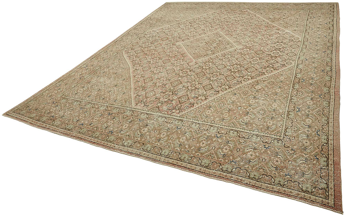 Rusvo Kahverengi Halı 6 m2 Bej Zeminli Geometrik Desenli 285x393 cm – doku yakın çekim